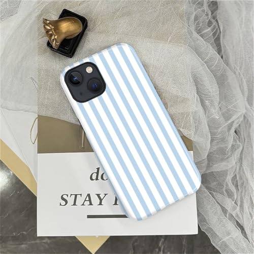 Compatible with iPhone 15 Case,Glossy 2-in-1 Sleek All-Inclusive Dual-Layer Material Soft TPU + PC Back for Blue Stripes Geometric Pastel Summer Beach - color: Blue Stripes Geometric Pastel Summer Beach-Glossy, size: iPhone 15