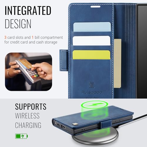 Wallet Case for Samsung Galaxy S23 Ultra 6.8'' RFID Blocking Credit Card Holder Magnetic Closure Kickstand PU Leather Flip Phone Case Shockproof TPU Inner Protective Cover Blue - color: Blue, size: Samsung Galaxy S23 Ultra
