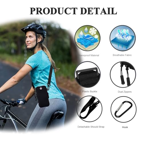 Phone Holder for Running Armband,Cell Phone Purse Small Crossbody Bags for Women Men Kids,iPhone 17 16 16e 15 14 13 12 11 Pro Max Xs Xr X 8 Plus Mini Galaxy Ultra S26 S25 Note Pouch Arm Bands - color: 6-Black with Crossbody Strap&Hook