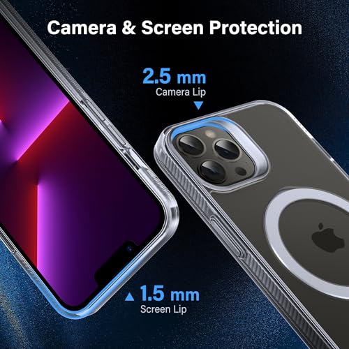 Magnetic Case for iPhone 13 Pro Max - [Built-in Invisible Stand] [Compatible with MagSafe] [Military Grade Drop Protection] Anti-Yellowing Hard Back Silicone Edge Cover, 6.7", Clear - color: Clear, size: iPhone 13 Pro Max 6.7''