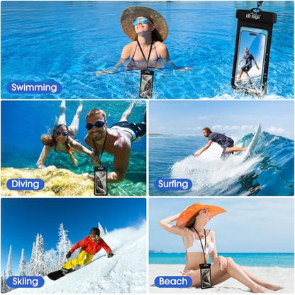 2 Pack IPX8 Waterproof Phone Pouch for iPhone 16/15/14/13 Pro Max Plus (7.2 Inch) - Swimming, Diving, Snorkeling, Snowproof - Touchscreen Friendly Underwater Photography Dry Bag (Black&Blue) - color: Black&Blue