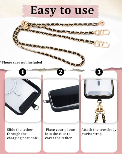 Phone Chain Crossbody,Adjustable Anti-Theft Cell Phone Lanyard Crossbody - color: Gold&black