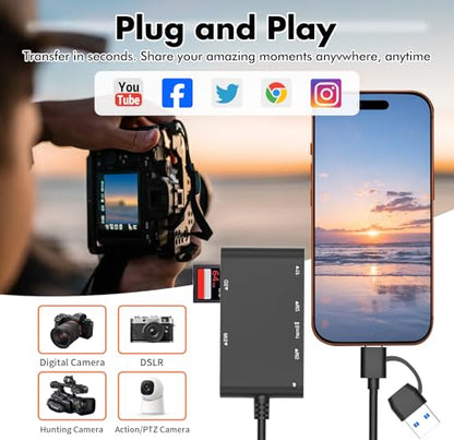 USB C/USB SIM Card Adapter, 7 in 2 CAC Reader for SD/TF/M2/ID/IC/SIM/PIV/Ms - color: Black, size: USB/USBC SIM cardreader