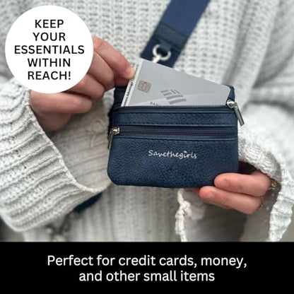 Save the Girls Clip & Go Phone Lanyard with Wallet Pouch, Chevron - color: Chevron Black/White Strap