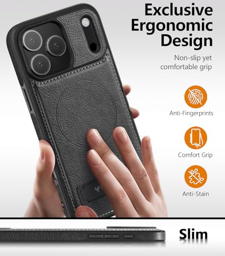 WTCASE Magnetic for iPhone 1X Leather Case,Built-in Invisible Stand [Compatible with Magsafe] Protective Slim Kickstand Phone Cover (2025) (Black, iPhone 1R Pro Max) - color: Black, size: iPhone 1R Pro Max