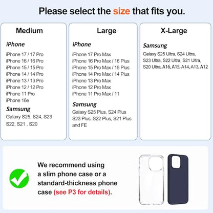 Leather Cell Phone Holster with Card Holder and Belt Clip Protective Case for iPhone Pro Max, Plus 17 16 15 14 13 12, Samsung Galaxy FE, Plus S26 S25 S24 S23 S22, L-Black - color: Black, size: L