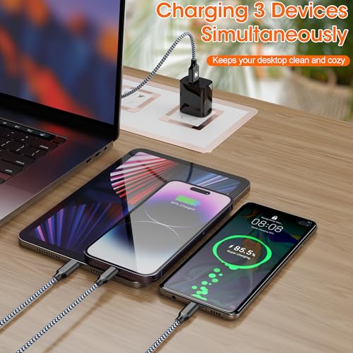 Long Multi Charging Cable,USB Universal Charger,2Pack 10ft Car Cord - color: Grey/Black-10FT-2Pack