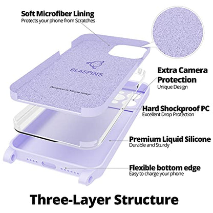 Crossbody Lanyard Strap Case for iPhone 14 Pro Max, Neck Cross Body, Adjustable Holder Removable, Drop Protection Shockproof, Hands-Free Silicone Case 6.7 inch, 150 cm Strap, iP14PM - Purple - color: Purple