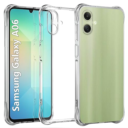 USTIYA Case for Samsung Galaxy A06 Clear TPU Four Corners Military-Grade Protection Cover Transparent Soft funda