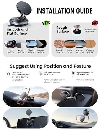 Lamicall 15W for MagSafe Car Mount Charger, 360° Wireless Car Phone Holder - size: 64 mm