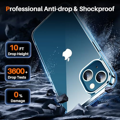 SPIDERCASE Deigned for iPhone 13 Case/iPhone 14 Case,[Not Yellowing] [Military Grade Protection] Slim Shockproof Cell Phone Home Button Stickers, Clear