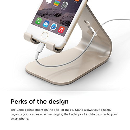 elago® M2 Stand [Champagne Gold] - [Premium Aluminum][Angled for Video Calls][Cable Management] - for all iPhones, Galaxy, and other Smartphones - color: Champagne Gold