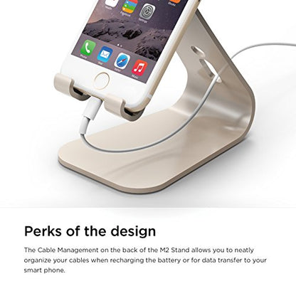 elago® M2 Stand [Champagne Gold] - [Premium Aluminum][Angled for Video Calls][Cable Management] - for all iPhones, Galaxy, and other Smartphones - color: Champagne Gold