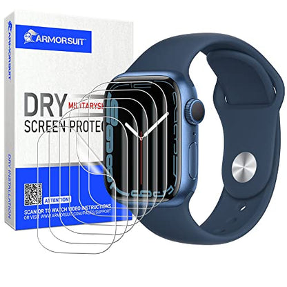 ArmorSuit 6 Pack DRY-Shield Screen Protector for Apple Watch Series 7 41mm & Series 6/SE/5/4 40mm Dry Installation HD Clear TPU Film - size: 41/40mm