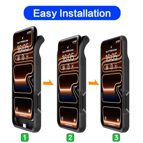 Battery Case for iPhone 17 Pro, 10000mAh Pack Rechargeable Charger Case Support Carplay with Wireless Charging Compatible for iPhone 17 Pro (6.3 inch) External Battery Charging Cover (Black) - size: iPhone 17 Pro-Black