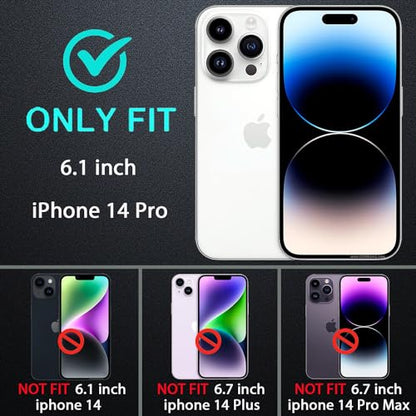 YKHJKLEC for iPhone 14 Pro Case, Military Grade 3 in 1 Heavy Duty Shockproof/Drop Proof/Dust Proof Case with 2Pcs Tempered Glass Screen Protector (Aqua Blue/Pink) - color: Aqua Blue/Pink