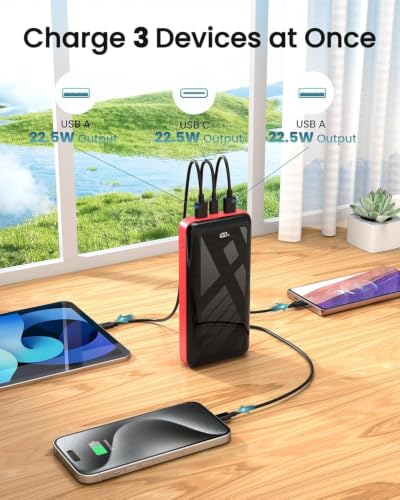 Power Bank 50000mAh 22.5W Fast Charging Portable Charger USB C Battery Pack - color: Red