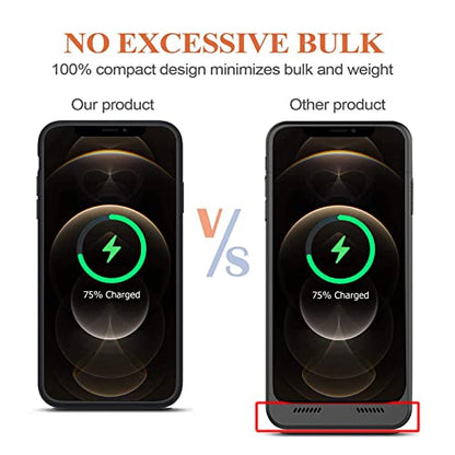 Battery Case for iPhone 12/12 Pro,Upgraded 10000mAh Portable Protective Charging Case with Wireless Charging Compatible with iPhone 12/12 Pro (6.1 inch) Battery Pack Charger Cover with Carplay (Black) - size: iPhone 12/12 Pro