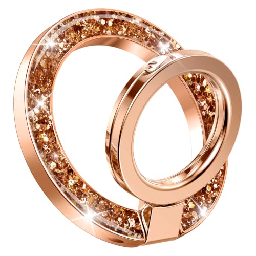 GVIEWIN Magnetic Phone Ring Holder, Compatible with MagSafe Phone Grip - color: Glitter/Brown