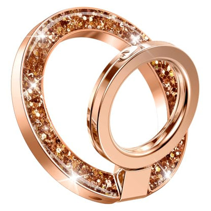 GVIEWIN Magnetic Phone Ring Holder, Compatible with MagSafe Phone Grip - color: Glitter/Brown