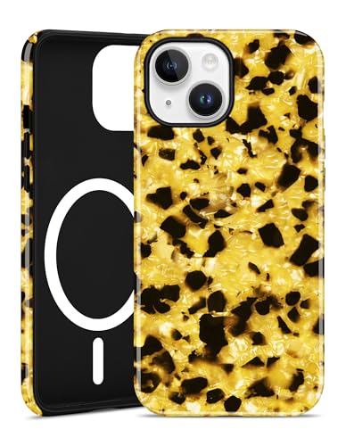 Jusy Magnetic Golden Tortoise Shell Phone Case for iPhone 16 Pro Max,Golden | Compatible with MagSafe,Cute Aesthetic Cheetah Leopard Design,TPU and PC Protective Shockproof Cover - color: Golden