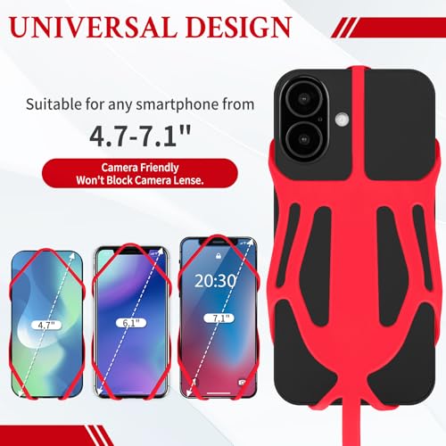 HOTEMIA Silicone Phone Lanyard Holder with Carabiner, Universal Phone Strap,Anti-Theft Phone Case with retractable tether - color: Red