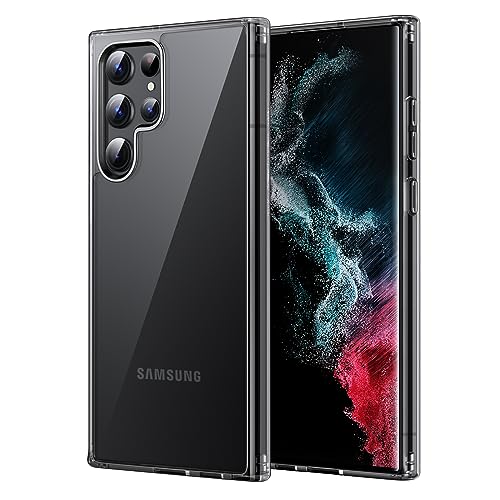 JETech Case for Samsung Galaxy S22 Ultra, Anti-Yellowing, Black | Shockproof Protection, Scratch Resistant Hard PC Back, Durable Transparent TPU Bumper - color: Black