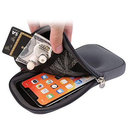 Neoprene Cell Phone Sleeve Zipper Phone Pouch Holder w/ Neck Strap Compatible for iPhone 17 Pro Max 16 Plus Galaxy S26 Ultra S26+ S25 FE A17 A36 A56 Oneplus 15 13 Pixel 10 Poco X7 Pro (Gray, Medium) - color: Gray