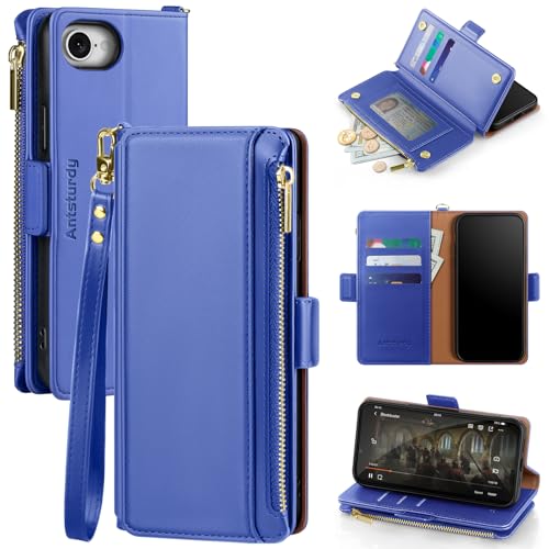 Antsturdy for iPhone 6/6S/7/8/SE 2020/SE 2022 Phone Wallet Case Women,PurpleBlue - color: Purple Blue