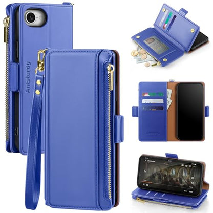 Antsturdy for iPhone 6/6S/7/8/SE 2020/SE 2022 Phone Wallet Case Women,PurpleBlue - color: Purple Blue