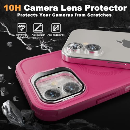 Follaroma for iPhone 16 Case with Magnetic,Heavy Duty Case,6.1'', Hot-Pink - color: Hot-pink, size: iPhone 16 6.1''
