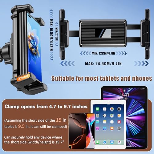 Tablet Holder Mount for Car Truck Dashboard Windshield, Black