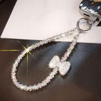 Luxury Diamond Phone Wrist Strap Phone Lanyard With Phone Tether Tab, Shiny Rhinestone Phone Chain Phone Charm Phone Strap Wrist Lanyard for Keys Bow keychain Wristlet Cell Phone Lanyards for Women