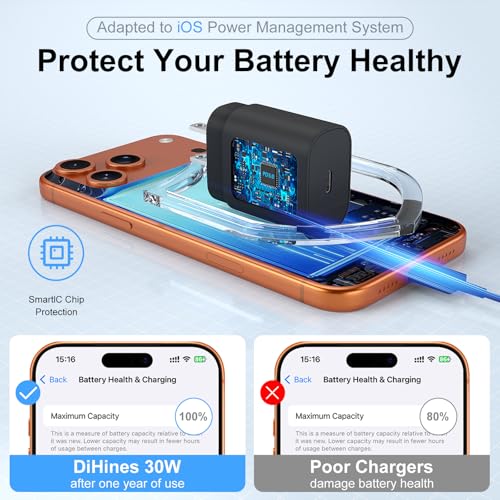 30W USB C Phone 15 Charger Fast Charging Block for iPhone 15/15 Pro Max/15 Pro/15 Plus/Samsung Galaxy S23 Ultra/S23/S23+/S22/S22 Ultra/S22+/S21 Ultra/S20 Ultra/Note 20 & 6.6Ft USB C Charger Cable - color: Black, size: 6.6Ft