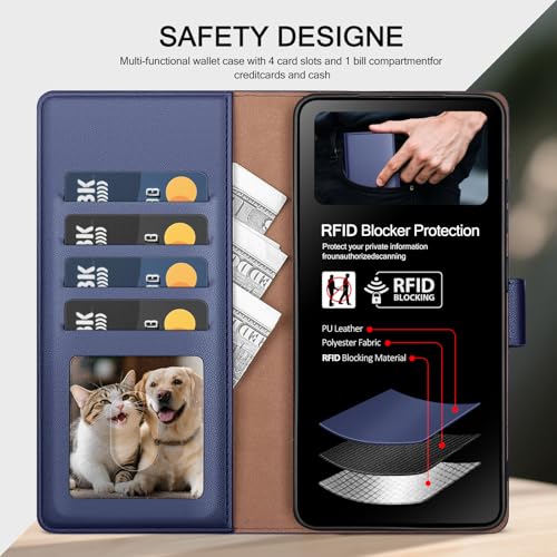 Compatible with Samsung Galaxy S26 Plus Case Wallet with Card Holder [4 Card Slot] Women Men,RFID Blocking PU Leather Phone Case Flip Protector Cover Credit Card Slot Kickstand,Dark Blue - color: Dark Blue, size: Samsung Galaxy S26 Plus - 6.7"