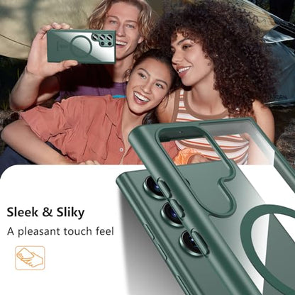 Hensinple for Samsung Galaxy S22 Ultra Case Magnetic, Galaxy S22 Ultra Phone Case [Compatible with Magsafe] Wireless Charging Translucent Back Shockproof Cover Case 6.8 Inch, Green - color: Green-S22 Ultra, size: Galaxy S22 Ultra 6.8 inch
