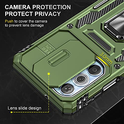 for Moto Edge Plus 2022 Case with Slide Camera Cover & Stand, Olive Green - color: ZS Olive Green, size: Moto Edge Plus (2022)