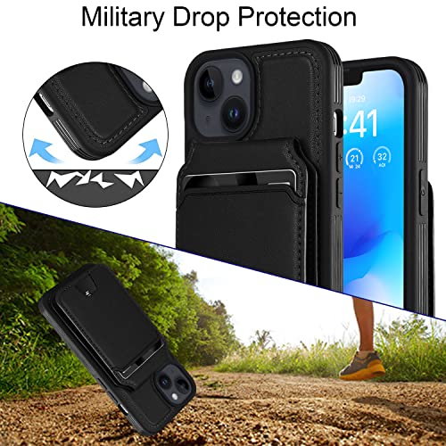iCoverCase Wallet Case for iPhone 13 Pro Max/12 Pro Max Compatible with MagSafe, Magnetic Detachable Card Slots Holder PU Leather Kickstand Wireless Charging Case 6.7 Inch (Black) - color: Black