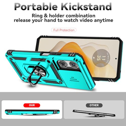for Motorola Moto G 2025 / Moto G 2026 / Moto G Play 2026 Case, with Slide Camera Cover Screen Protector Ring Holder Kickstand Military Grade Protection 15ft Drop Tested Protective Phone Case (Mint) - color: Mint with camera cover Military-Grade 2nd gen