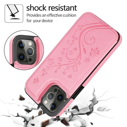 for iPhone Case,Retro Slim PU Leather Flower Butterfly Pattern Wallet,Card Holder Slots Full Body Military Grade Protection Soft Shockproof Phone Case (Green,iPhone 12 Pro Max) - color: Green, size: iPhone 12 Pro Max