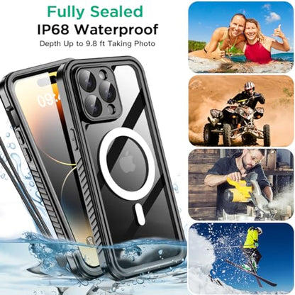 AICase iPhone 14 Pro Max Case Waterproof with MagSafe Clear Snowproof,Dustproof and Shockproof,IP68 Certified Full Body 360 Protection Fully Sealed Underwater Cover for iPhone 14 Pro Max 6.7" - color: iphone 14 Pro Max Waterproof Case