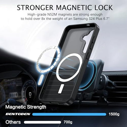 BENTOBEN Magnetic for Samsung Galaxy S24 Plus Case [Compatible with Magsafe] Translucent Matte Slim Thin Shockproof Anti-Yellow Women Men Protective Phone Cases Cover for Samsung S24 Plus 6.7", Black - color: Black