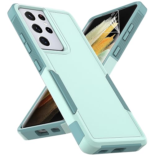 for Samsung Galaxy S24 Ultra Case: Dual Layer Protective Heavy Duty Cell Phone Cover Shockproof Rugged with Screen Protector - Military Protection Bumper Tough - Samsung Galaxy S24 Ultra 2024, Green - color: Mint Green (PC) + Mint Green (TPU)