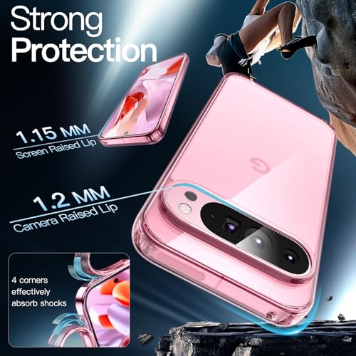 JETech Case for Google Pixel 9/9 Pro, Anti-Yellowing, Quartz Rose | Shockproof Protection, Scratch Resistant Hard PC Back, Durable Transparent TPU Bumper - color: Quartz Rose, size: Pixel 9/9 Pro