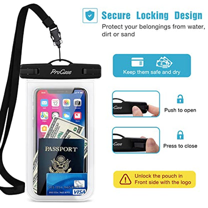 ProCase 2 Pack Waterproof Phone Pouch Case, 7" Universal Underwater Cellphone Dry Bag for iPhone 17 Air 16 15 14 13 Pro Plus Max 12 11, Galaxy S24 S23 S22 Ultra Pixel -Clear - color: Clear