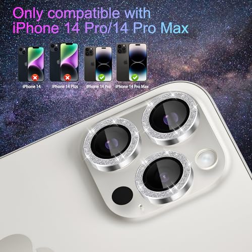 Camera Lens Protector for iPhone 14 Pro/14 Pro Max, Glitter Silver - color: Glitter Silver