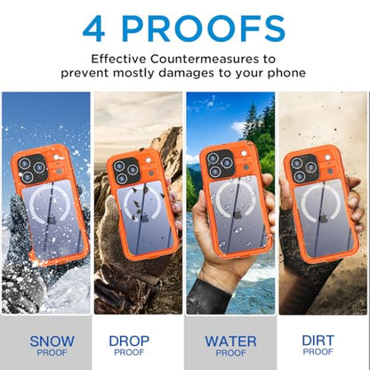 AICase Waterproof Case for iPhone 17 Pro with MagSafe Clear Water Proof Snowproof/Dustproof/Shockproof,IP68 Certified 360 Full Body Protection Fully Sealed Underwater for iPhone 17 Pro_96 - size: iphone 17 Pro