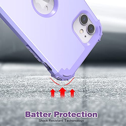 IDweel for iPhone 11 Case with Tempered Glass Screen Protector,Hybrid 3 in 1 Shockproof Heavy Duty Protection Hard PC Cover Soft Silicone Bumper Full Body Case for iPhone 11 6.1 Inch, Purple - color: Purple