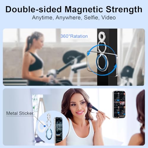 Magnetic Phone Grip Stand for iPhone Air/17/17 Pro/16 Pro Max Ring Holder - color: silver