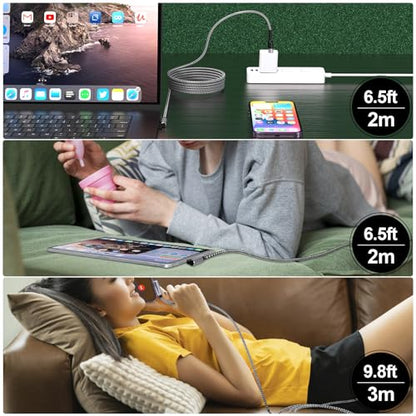 3Pack Right Angle Long iPhone Charge Cable, 90 Degree Apple USB A to Lightning Cable 6FT/2M*2+10FT/3M,Nylon Braided Sync Data Charger Cable, Fast Charge Cord for iPhone 14 13 12 11 Pro Max Xr 8 7 Plus